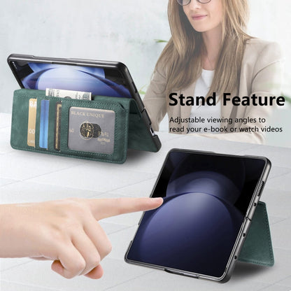 For Samsung Galaxy Z Fold5 CaseNeo MagSafe RFID Anti-theft Retro Leather Phone Case(Green)