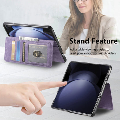 Pour Samsung Galaxy Z Fold5 ÉtuiNeo MagSafe RFID Antivol Rétro Étui de Téléphone en Cuir (Violet)