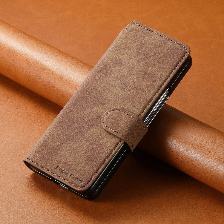 For Samsung Galaxy Z Fold4 CaseNeo MagSafe RFID Anti-theft Retro Leather Phone Case(Brown)