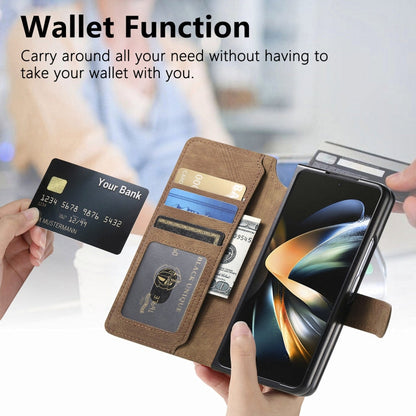 For Samsung Galaxy Z Fold4 CaseNeo MagSafe RFID Anti-theft Retro Leather Phone Case(Brown)