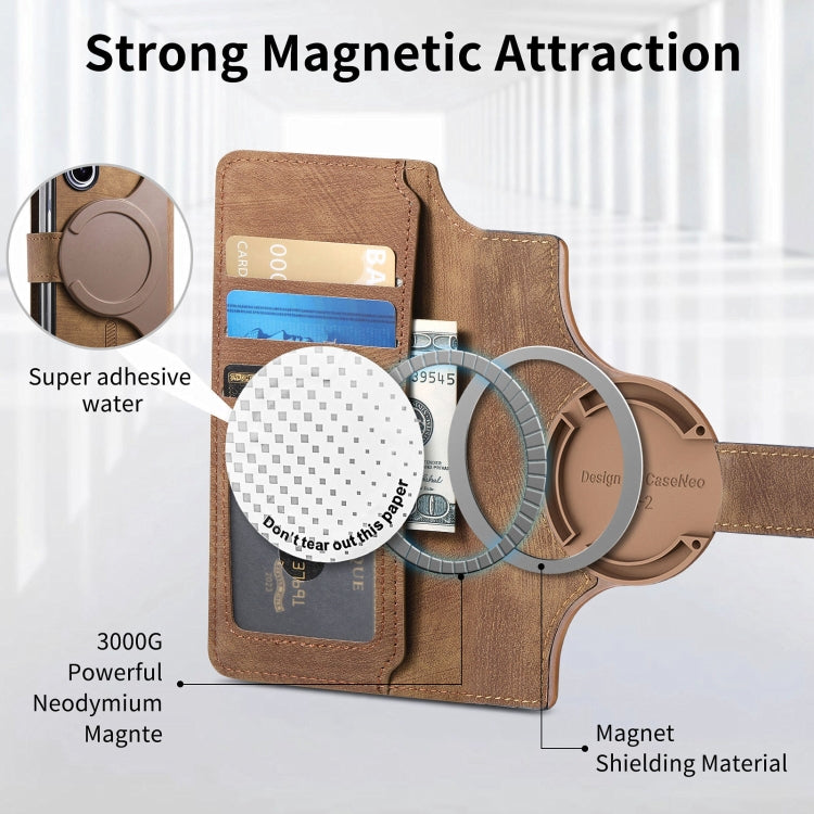 For Samsung Galaxy Z Fold4 CaseNeo MagSafe RFID Anti-theft Retro Leather Phone Case(Brown)