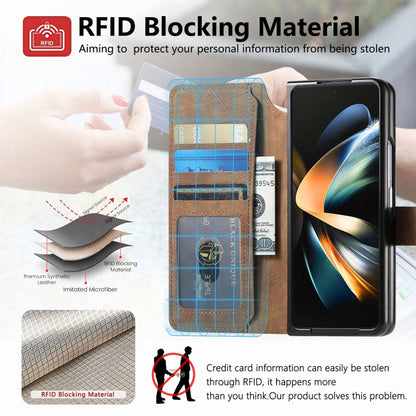 For Samsung Galaxy Z Fold4 CaseNeo MagSafe RFID Anti-theft Retro Leather Phone Case(Brown)