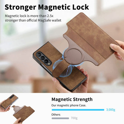 For Samsung Galaxy Z Fold4 CaseNeo MagSafe RFID Anti-theft Retro Leather Phone Case(Brown)
