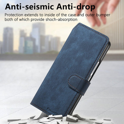 For Samsung Galaxy Z Fold4 CaseNeo MagSafe RFID Anti-theft Retro Leather Phone Case(Blue)