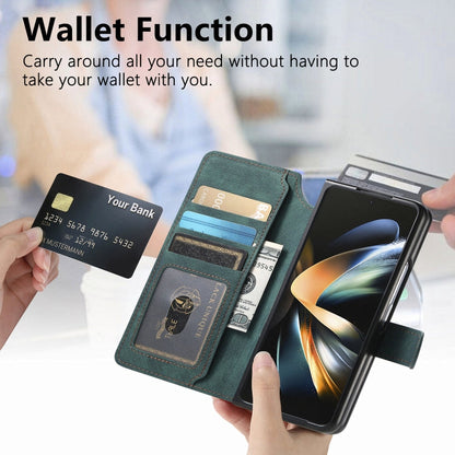 For Samsung Galaxy Z Fold4 CaseNeo MagSafe RFID Anti-theft Retro Leather Phone Case(Green)