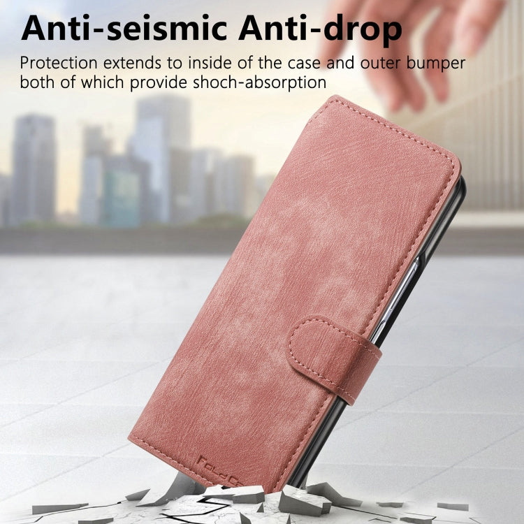 For Samsung Galaxy Z Fold4 CaseNeo MagSafe RFID Anti-theft Retro Leather Phone Case(Pink)