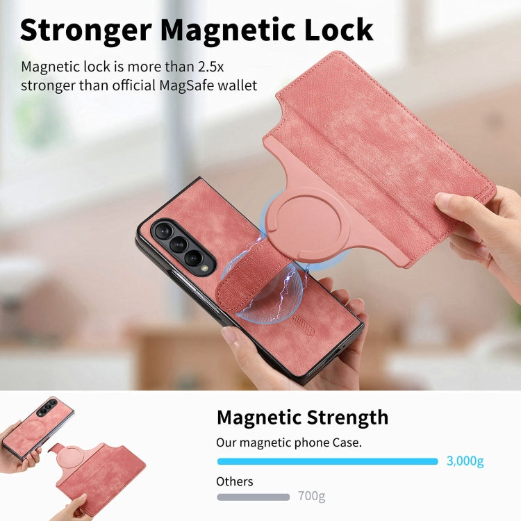 For Samsung Galaxy Z Fold4 CaseNeo MagSafe RFID Anti-theft Retro Leather Phone Case(Pink)