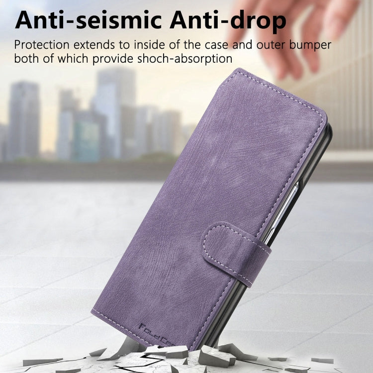 For Samsung Galaxy Z Fold4 CaseNeo MagSafe RFID Anti-theft Retro Leather Phone Case(Purple)