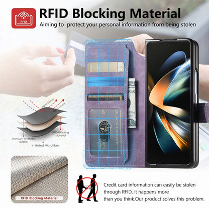 For Samsung Galaxy Z Fold4 CaseNeo MagSafe RFID Anti-theft Retro Leather Phone Case(Purple)