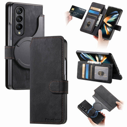 For Samsung Galaxy Z Fold3 CaseNeo MagSafe RFID Anti-theft Retro Leather Phone Case(Black)