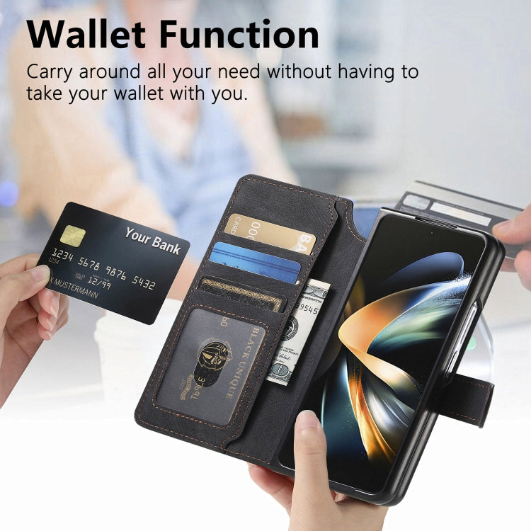 For Samsung Galaxy Z Fold3 CaseNeo MagSafe RFID Anti-theft Retro Leather Phone Case(Black)