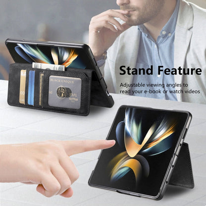 For Samsung Galaxy Z Fold3 CaseNeo MagSafe RFID Anti-theft Retro Leather Phone Case(Black)