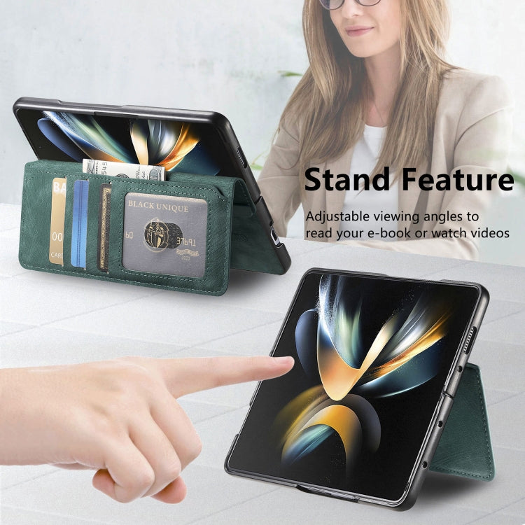 For Samsung Galaxy Z Fold3 CaseNeo MagSafe RFID Anti-theft Retro Leather Phone Case(Green)