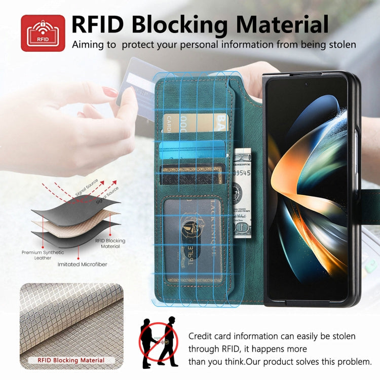 For Samsung Galaxy Z Fold3 CaseNeo MagSafe RFID Anti-theft Retro Leather Phone Case(Green)