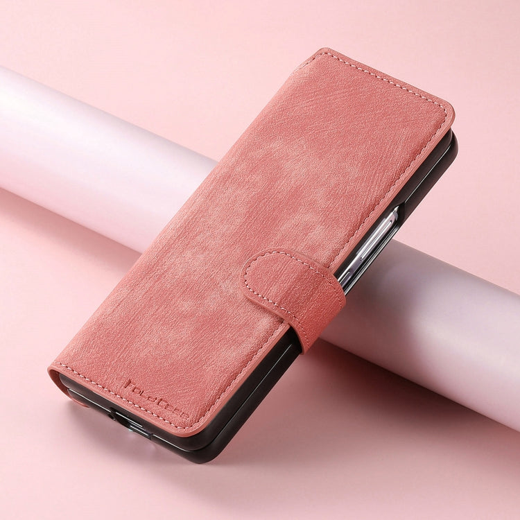 For Samsung Galaxy Z Fold3 CaseNeo MagSafe RFID Anti-theft Retro Leather Phone Case(Pink)