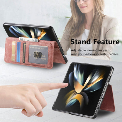 For Samsung Galaxy Z Fold3 CaseNeo MagSafe RFID Anti-theft Retro Leather Phone Case(Pink)