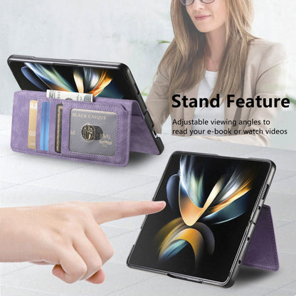 For Samsung Galaxy Z Fold3 CaseNeo MagSafe RFID Anti-theft Retro Leather Phone Case(Purple)