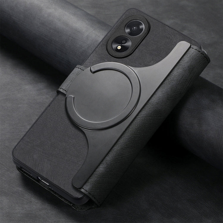 Pour OPPO A38 4G / A18 4G Étui Coque de téléphone en cuir rétro avec MagSafe et protection RFID (Noir)