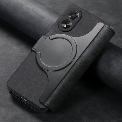 Pour OPPO A38 4G / A18 4G Étui Coque de téléphone en cuir rétro avec MagSafe et protection RFID (Noir)