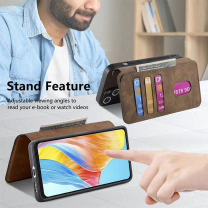 Pour Coque OPPO A38 4G / A18 4G Étui en Cuir Rétro Neo MagSafe RFID Anti-vol (Marron)