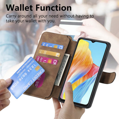 Pour Coque OPPO A38 4G / A18 4G Étui en Cuir Rétro Neo MagSafe RFID Anti-vol (Marron)