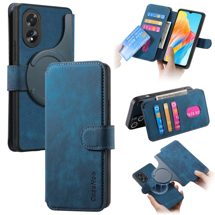 For OPPO A38 4G / A18 4G CaseNeo MagSafe RFID Anti-theft Retro Leather Phone Case(Blue)