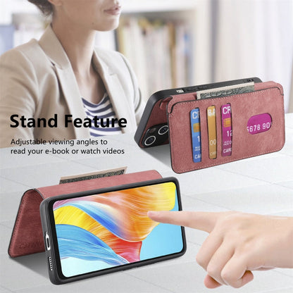 Pour OPPO A38 4G / A18 4G Étui Coque Neo MagSafe RFID Antivol Rétro en Cuir (Rose)