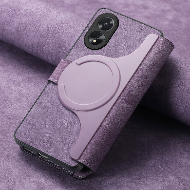 Pour OPPO A38 4G / A18 4G Étui en Cuir Rétro Anti-vol RFID Neo MagSafe (Violet)