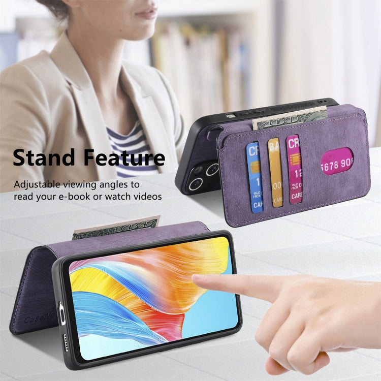 Pour OPPO A38 4G / A18 4G Étui en Cuir Rétro Anti-vol RFID Neo MagSafe (Violet)