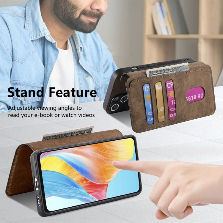 For OPPO A58 4G CaseNeo MagSafe RFID Anti-theft Retro Leather Phone Case(Brown)