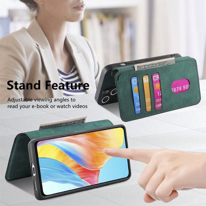 For OPPO A58 4G CaseNeo MagSafe RFID Anti-theft Retro Leather Phone Case(Green)
