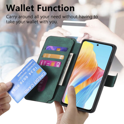 For OPPO A58 4G CaseNeo MagSafe RFID Anti-theft Retro Leather Phone Case(Green)