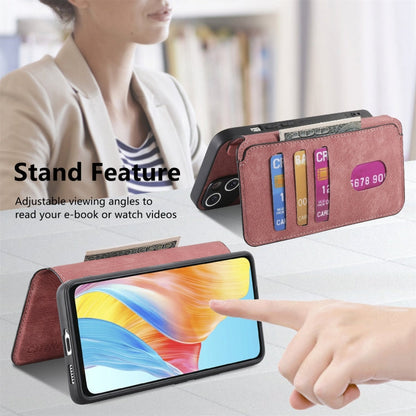 Pour OPPO A58 4G Étui Neo MagSafe RFID Antivol Rétro Étui Téléphone en Cuir (Rose)