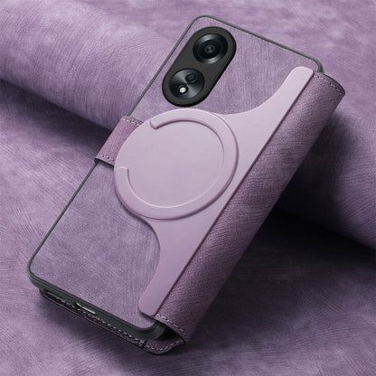 For OPPO A58 4G CaseNeo MagSafe RFID Anti-theft Retro Leather Phone Case(Purple)