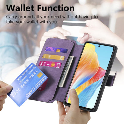 For OPPO A58 4G CaseNeo MagSafe RFID Anti-theft Retro Leather Phone Case(Purple)