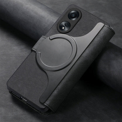 Pour la coque OPPO A78 5G, étui de téléphone en cuir rétro Neo MagSafe RFID anti-vol (Noir)
