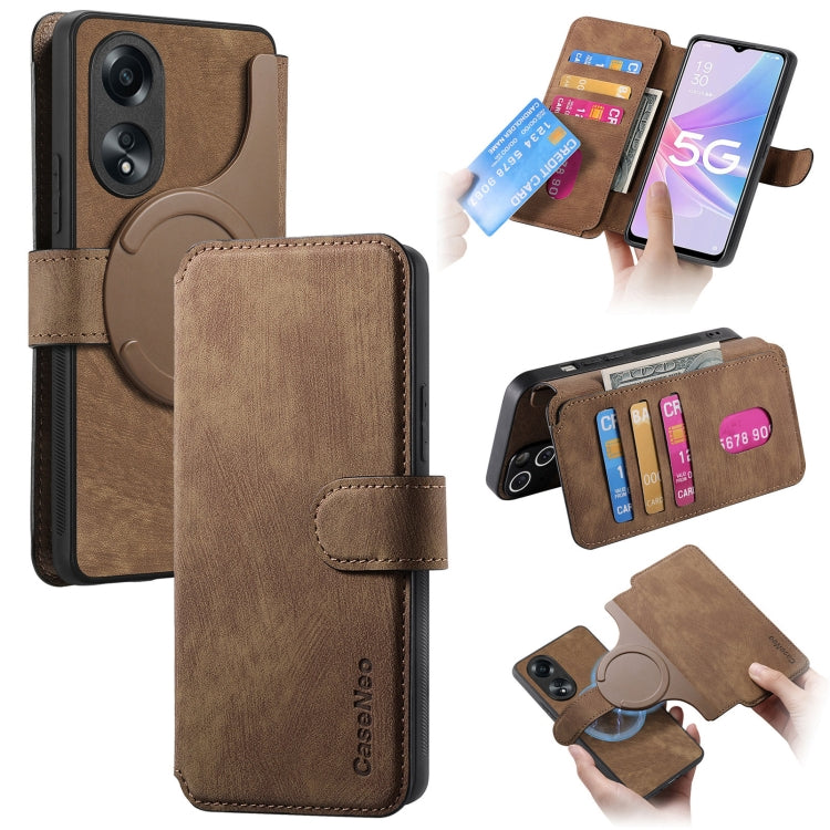 For OPPO A78 5G CaseNeo MagSafe RFID Anti-theft Retro Leather Phone Case(Brown)