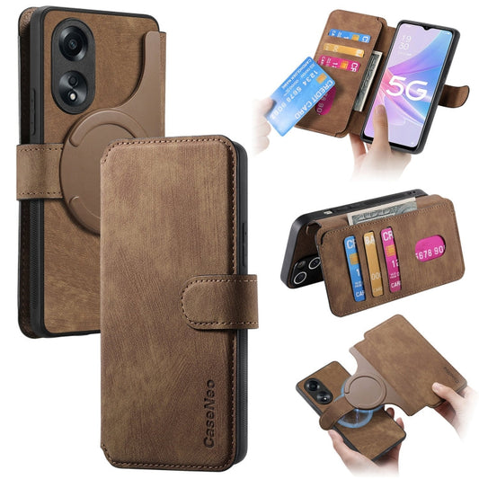 For OPPO A78 5G CaseNeo MagSafe RFID Anti-theft Retro Leather Phone Case(Brown)