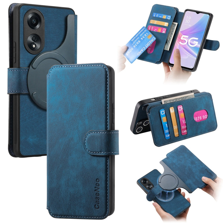 For OPPO A78 5G CaseNeo MagSafe RFID Anti-theft Retro Leather Phone Case(Blue)