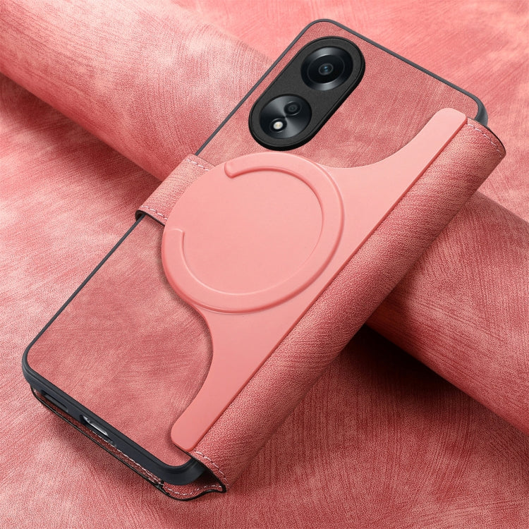 Pour OPPO A78 5G ÉtuiCoque en cuir rétro avec MagSafe et protection RFID anti-vol (rose)