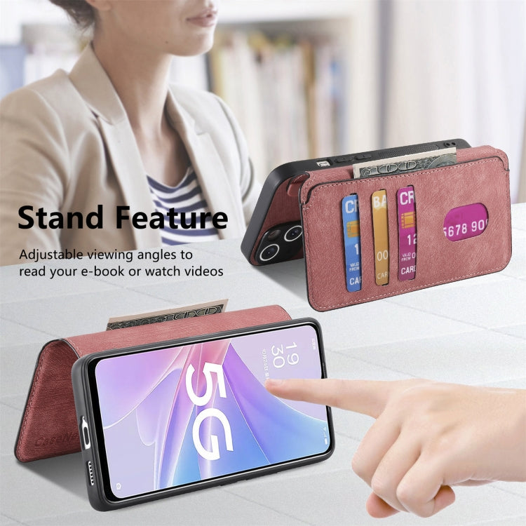 Pour OPPO A78 5G ÉtuiCoque en cuir rétro avec MagSafe et protection RFID anti-vol (rose)
