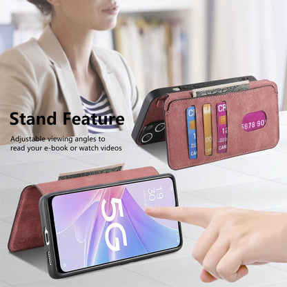Pour OPPO A78 5G ÉtuiCoque en cuir rétro avec MagSafe et protection RFID anti-vol (rose)