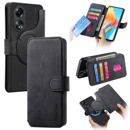 For OPPO A78 4G CaseNeo MagSafe RFID Anti-theft Retro Leather Phone Case(Black)