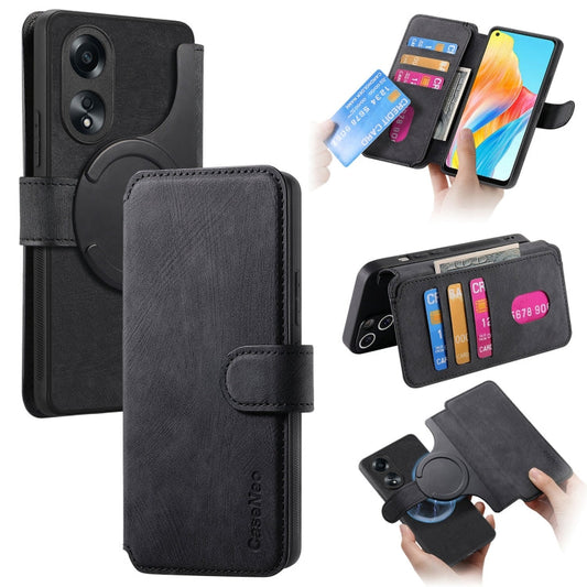 For OPPO A78 4G CaseNeo MagSafe RFID Anti-theft Retro Leather Phone Case(Black)