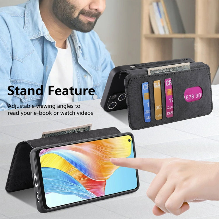For OPPO A78 4G CaseNeo MagSafe RFID Anti-theft Retro Leather Phone Case(Black)