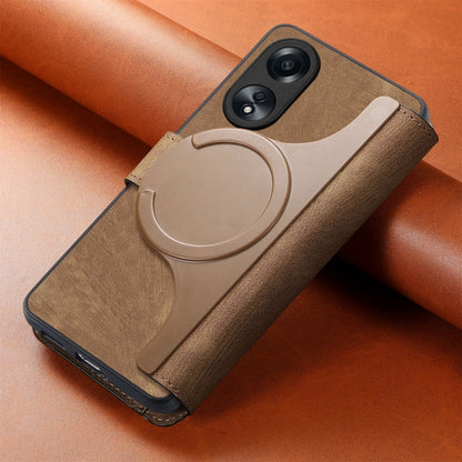 For OPPO A78 4G CaseNeo MagSafe RFID Anti-theft Retro Leather Phone Case(Brown)