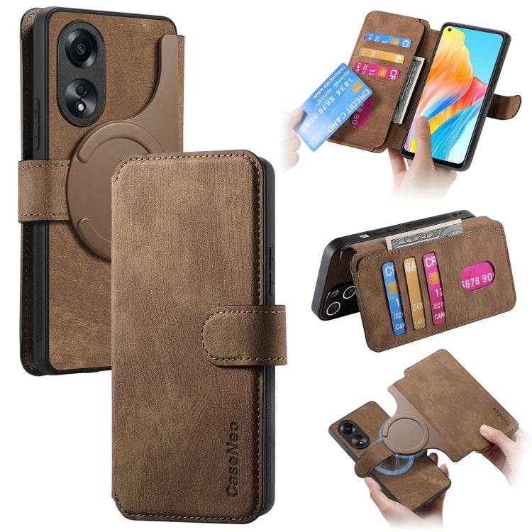 For OPPO A78 4G CaseNeo MagSafe RFID Anti-theft Retro Leather Phone Case(Brown)