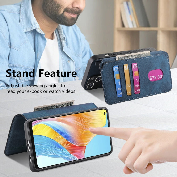 For OPPO A78 4G CaseNeo MagSafe RFID Anti-theft Retro Leather Phone Case(Blue)