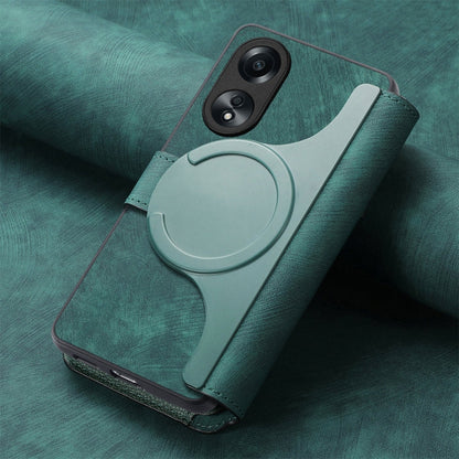 For OPPO A78 4G CaseNeo MagSafe RFID Anti-theft Retro Leather Phone Case(Green)