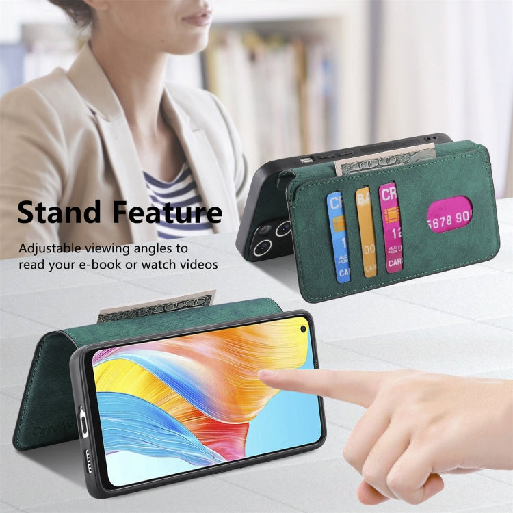 For OPPO A78 4G CaseNeo MagSafe RFID Anti-theft Retro Leather Phone Case(Green)